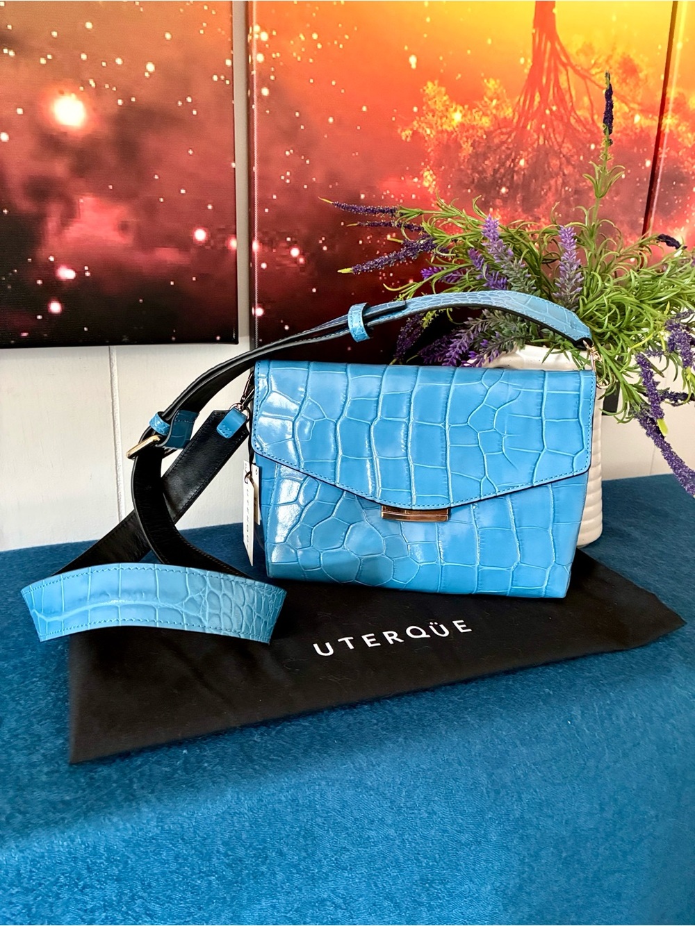 Uterque Croc-Embossed Leather Crossbody